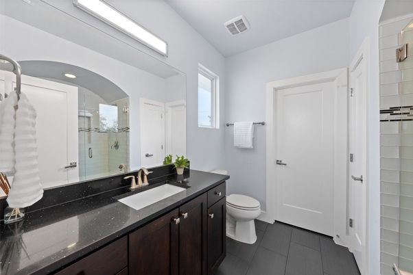 Bathroom, Glass Shower, Interior, Recessed Lighting