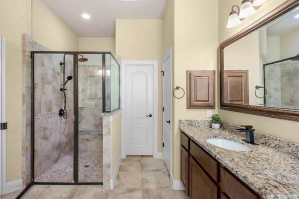 Bathroom, Glass Shower, Interior, Recessed Lighting