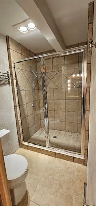 Bathroom, Glass Shower, Interior, Recessed Lighting