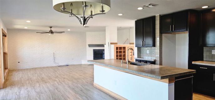 Interior, Kitchen, Recessed Lighting, Wood Texture Flooring