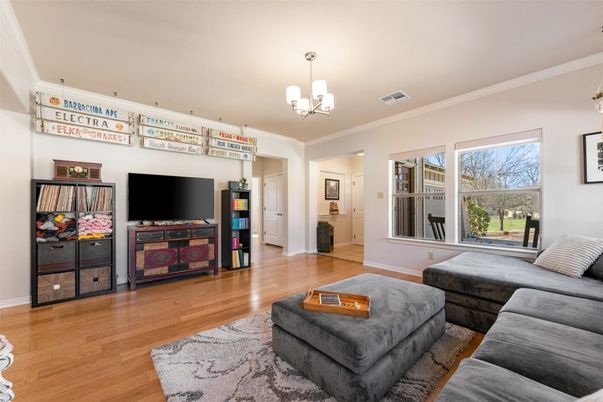 Chandelier, Interior, Living room, Wood Texture Flooring