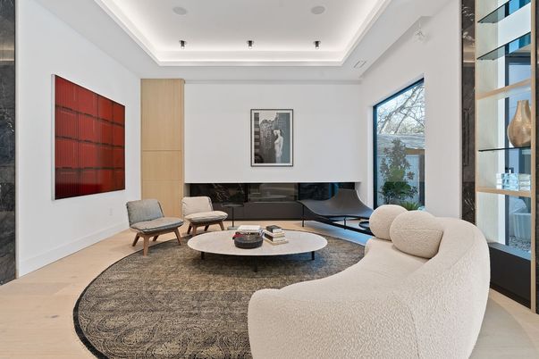 Interior, Living room, Piano, Recessed Lighting, Wood Texture Flooring