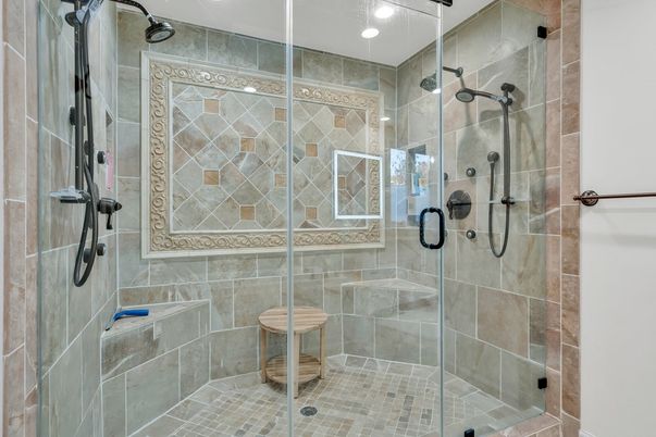 Bathroom, Glass Shower, Interior, Recessed Lighting