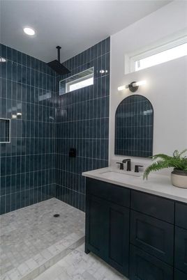 Bathroom, Dual Sink Vanities, Interior, Marble, Recessed Lighting