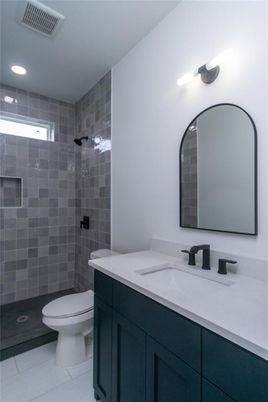 Bathroom, Glass Shower, Interior, Recessed Lighting