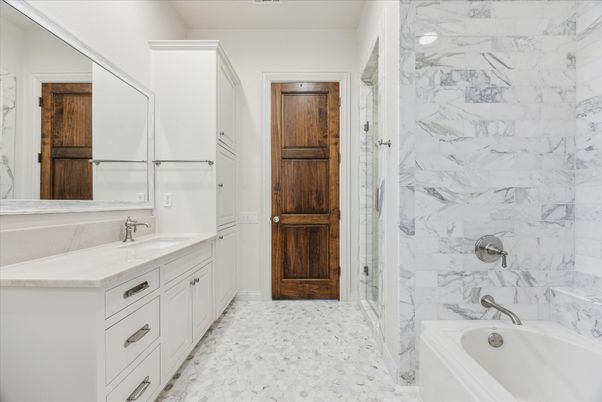 Bathroom, Dual Sink Vanities, Interior, Marble Walls