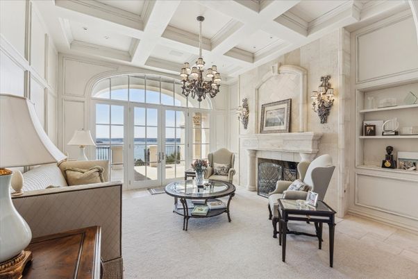 Chandelier, Fireplace, Interior, Living room, Recessed Lighting