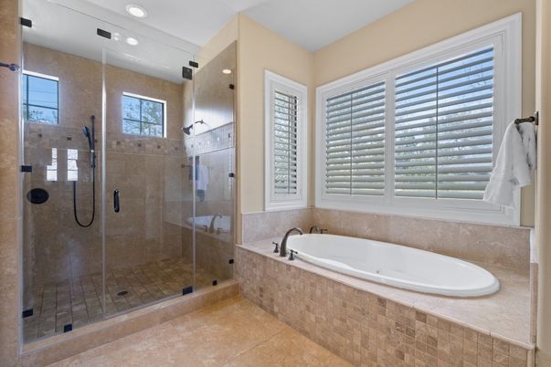 Bathroom, Glass Shower, Interior, Recessed Lighting
