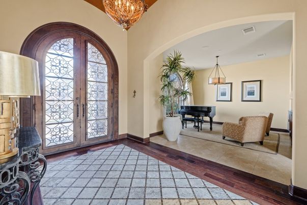 Chandelier, Interior, Pendant Lights, Piano, Wood Texture Flooring