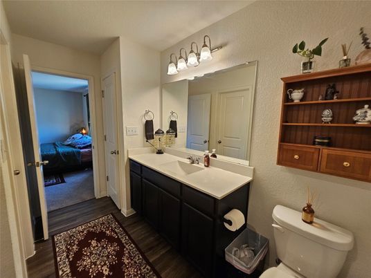 Bathroom, Bedroom, Dual Sink Vanities, Interior, Wood Texture Flooring