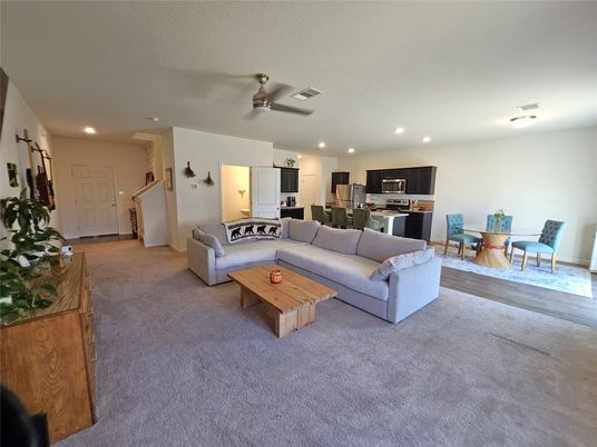 Dining room, Interior, Kitchen, Living room, Recessed Lighting, Stainless Steel Appliances