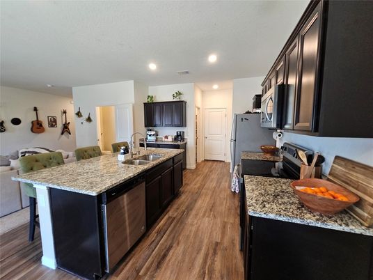 Interior, Kitchen, Recessed Lighting, Wood Texture Flooring