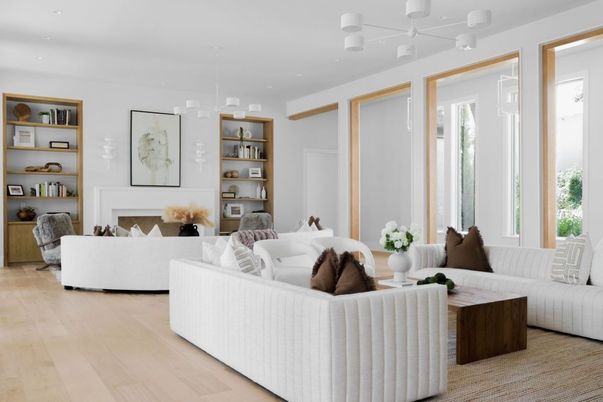 Fireplace, Interior, Living room, Pendant Lights, Recessed Lighting, Wood Texture Flooring