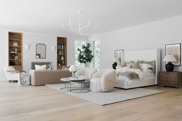 Bedroom, Chandelier, Interior, Living room, Wood Texture Flooring