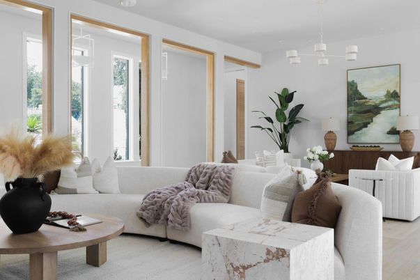 Interior, Living room, Pendant Lights, Wood Texture Flooring