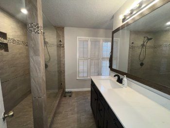 Bathroom, Glass Shower, Interior, Recessed Lighting