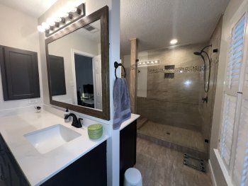 Bathroom, Glass Shower, Interior, Recessed Lighting