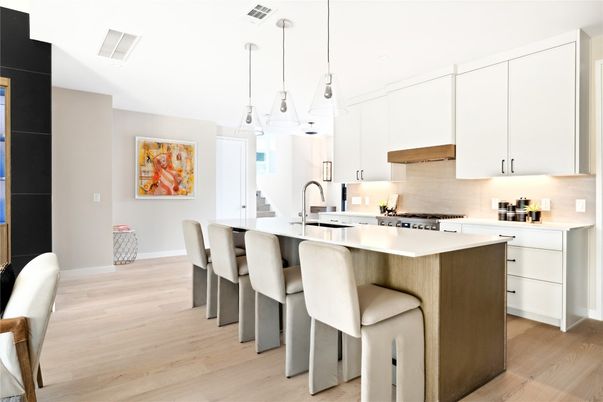 Interior, Kitchen, Pendant Lights, Wood Texture Flooring