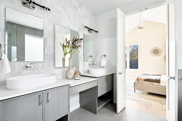 Bathroom, Dual Sink Vanities, Glass Shower, Interior