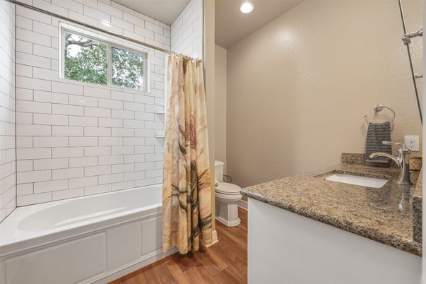 Bathroom, Interior, Recessed Lighting, Wood Texture Flooring