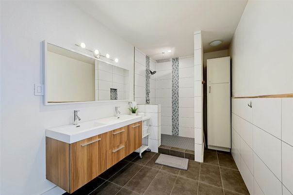 Bathroom, Dual Sink Vanities, Glass Shower, Interior, Recessed Lighting
