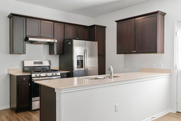 Interior, Kitchen, Stainless Steel Appliances, Wood Texture Flooring