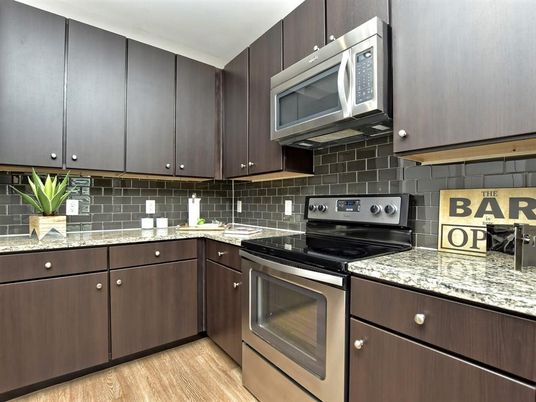 Interior, Kitchen, Stainless Steel Appliances, Wood Texture Flooring