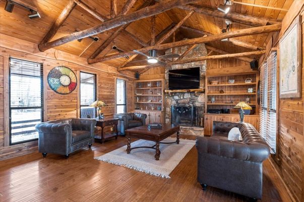 Fireplace, Interior, Living room, Stone Walls, Wooden Beams, Wooden Ceilings, Wood Texture Flooring, Wooden Walls
