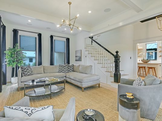 Interior, Living room, Pendant Lights, Recessed Lighting, Wood Texture Flooring