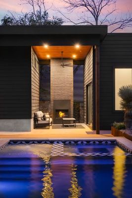 Exterior, Fireplace, Pool