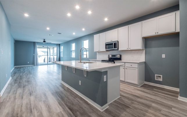 Interior, Kitchen, Recessed Lighting, Wood Texture Flooring