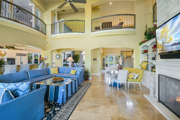 Dining room, Fireplace, Interior, Living room, Recessed Lighting
