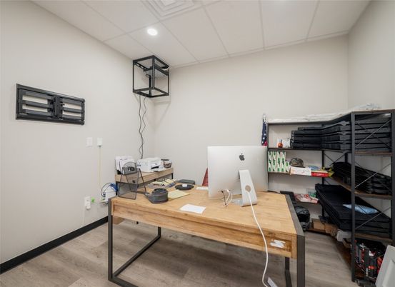 Home Office, Interior, Recessed Lighting, Wood Texture Flooring