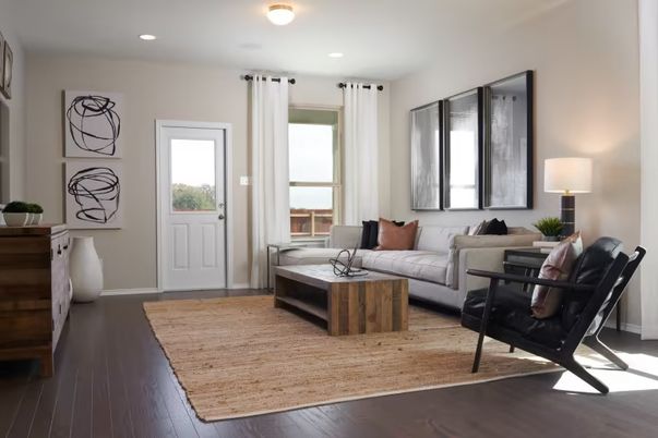 Interior, Living room, Recessed Lighting, Wood Texture Flooring