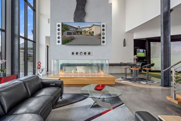 Dining room, Fireplace, Interior, Living room