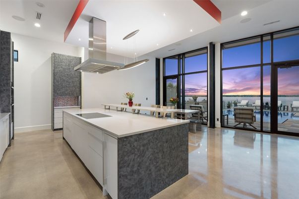Dining room, Interior, Kitchen, Pendant Lights, Recessed Lighting, Water