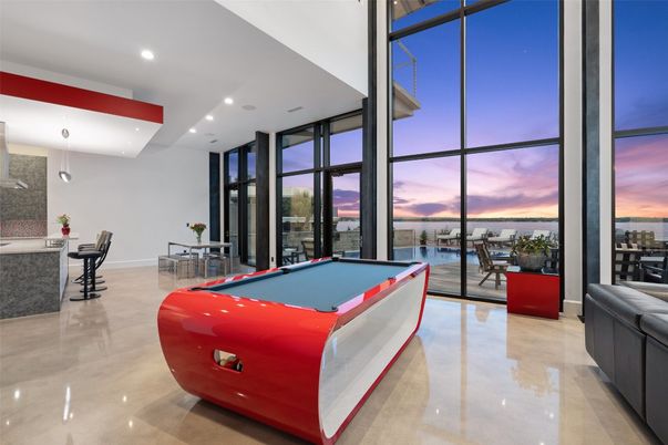 Billiard Table, Game Room, Interior, Pendant Lights, Recessed Lighting, Water
