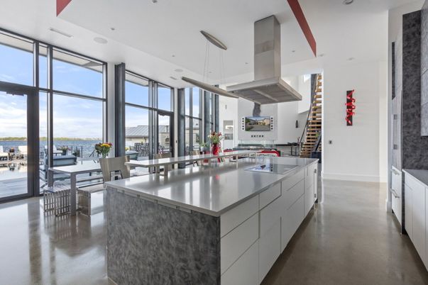 Dining room, Interior, Kitchen, Pendant Lights, Recessed Lighting, Water