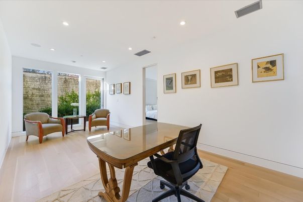 Home Office, Interior, Recessed Lighting, Wood Texture Flooring