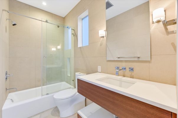 Bathroom, Glass Shower, Interior, Recessed Lighting