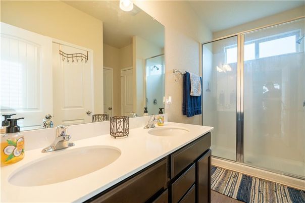 Bathroom, Dual Sink Vanities, Glass Shower, Interior