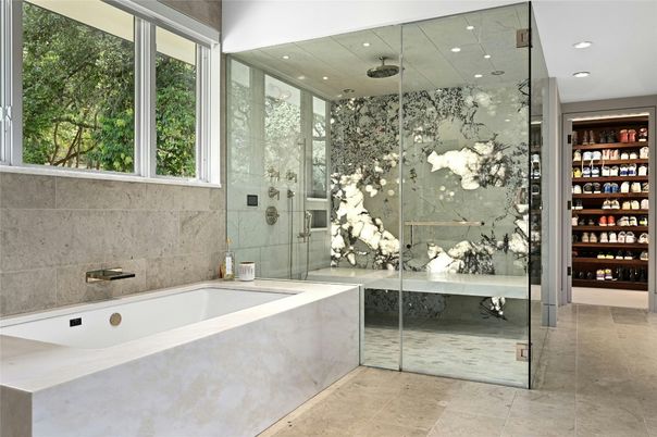 Bathroom, Glass Shower, Interior, Recessed Lighting