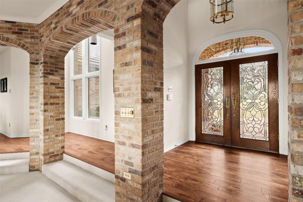 Interior, Stone Walls, Wood Texture Flooring