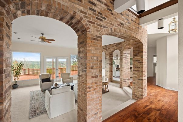 Home Office, Interior, Stone Walls, Wood Texture Flooring