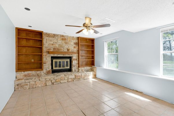 Empty room, Fireplace, Interior, Stone Walls