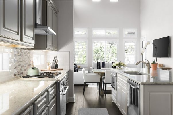 Dining room, Interior, Kitchen, Stainless Steel Appliances, Wood Texture Flooring