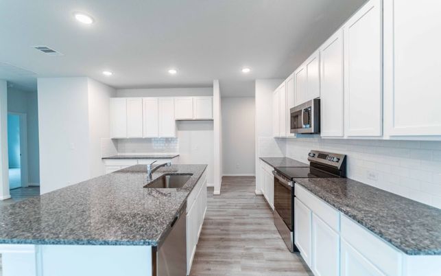 Interior, Kitchen, Recessed Lighting, Wood Texture Flooring