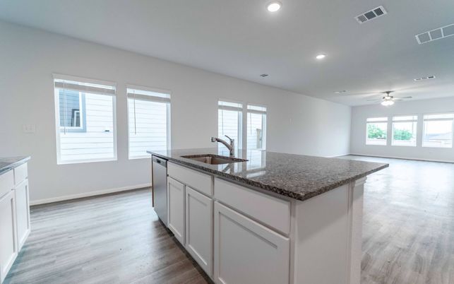 Interior, Kitchen, Recessed Lighting, Wood Texture Flooring