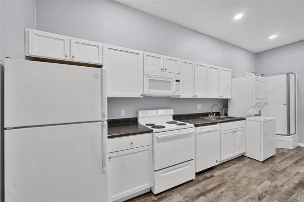 Interior, Kitchen, Recessed Lighting, Wood Texture Flooring