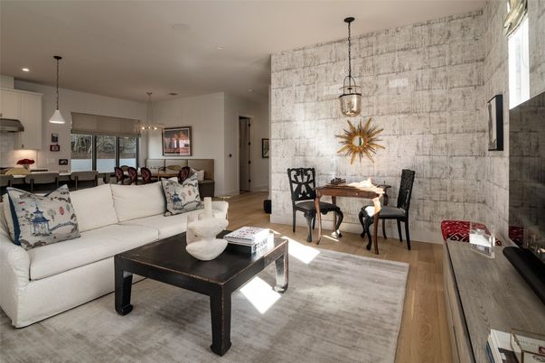 Interior, Living room, Stone Walls, Wood Texture Flooring